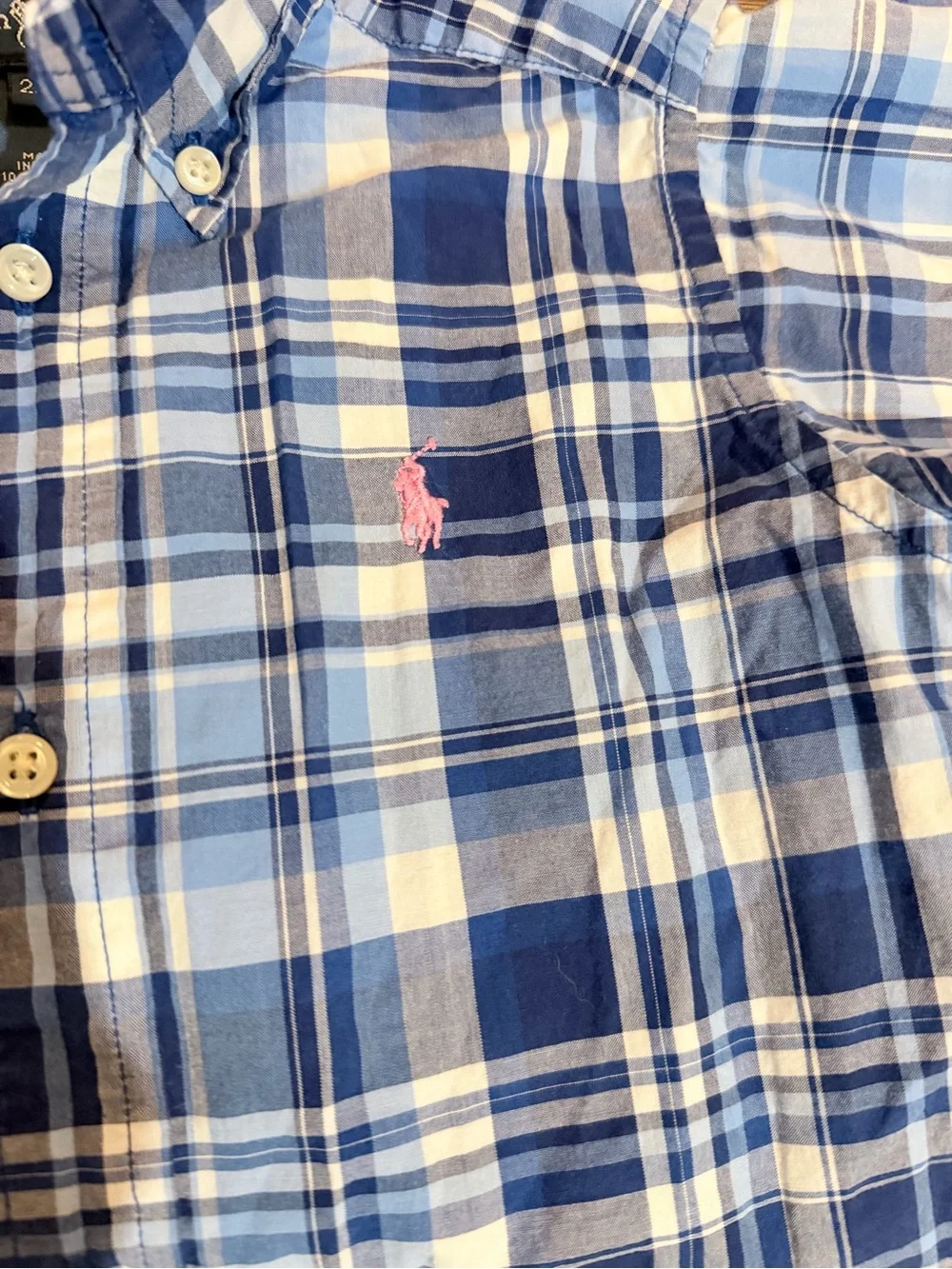 Ralph Lauren 2T Blue and White Plaid Button-Down Shirt